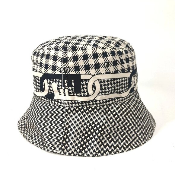 FENDI FXQ801 Houndstooth hat bucket hat bob hat Nylon Black/White main image 8